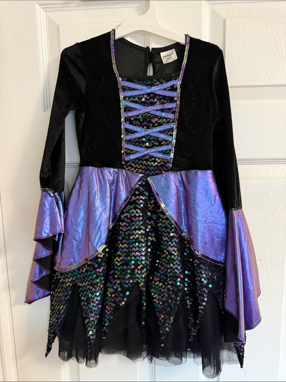 Spirit Girls costume size small Black and Purple Sequin Witch Costume Dress - Picture 1 of 3